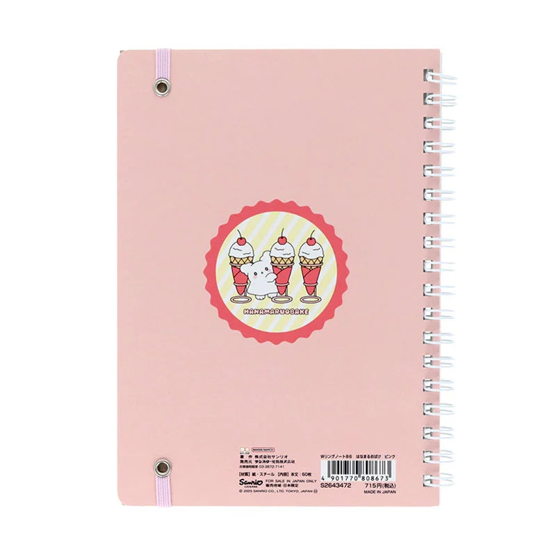 Sanrio Hanamaruobake B6 Ring Pink Notebook (Pastel Sweets Pop)