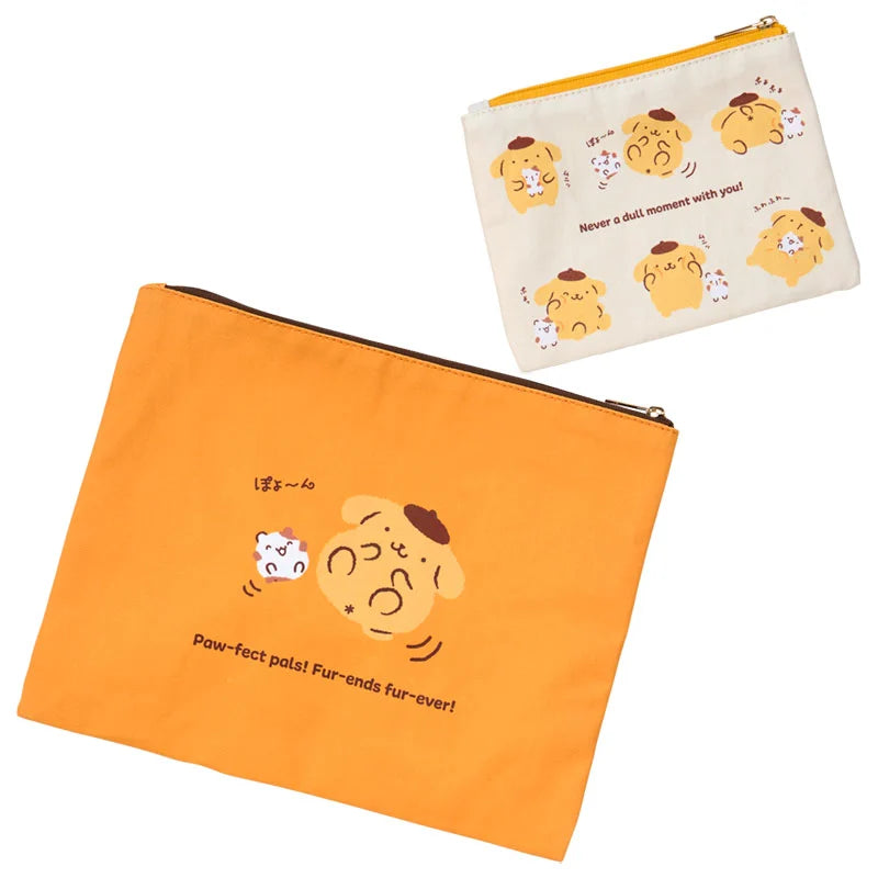 Sanrio Pompompurin Set of 2 flat pouches (Purin and Muffin Nakayoshi Time)