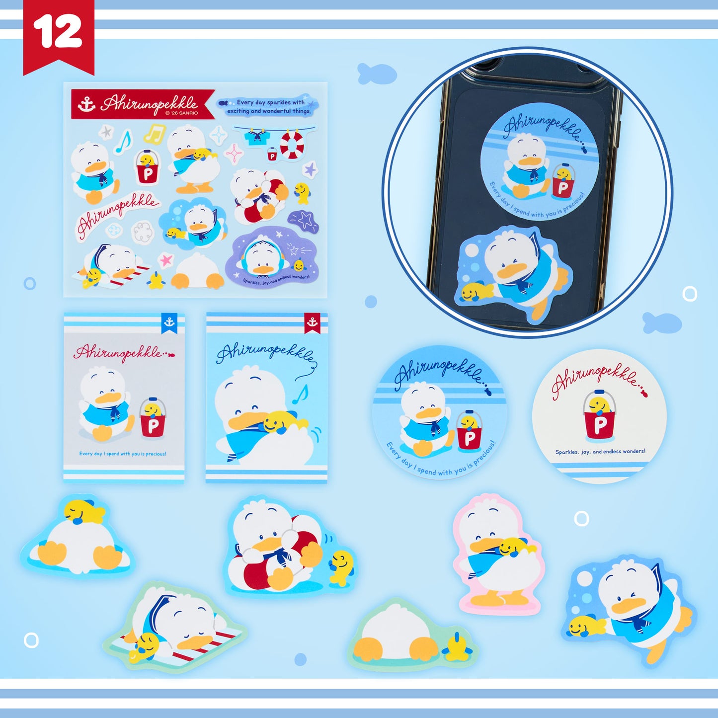 Sanrio Ahiruno Pekkle Sticker Set (Pekkle & Pitch’s Summer days)