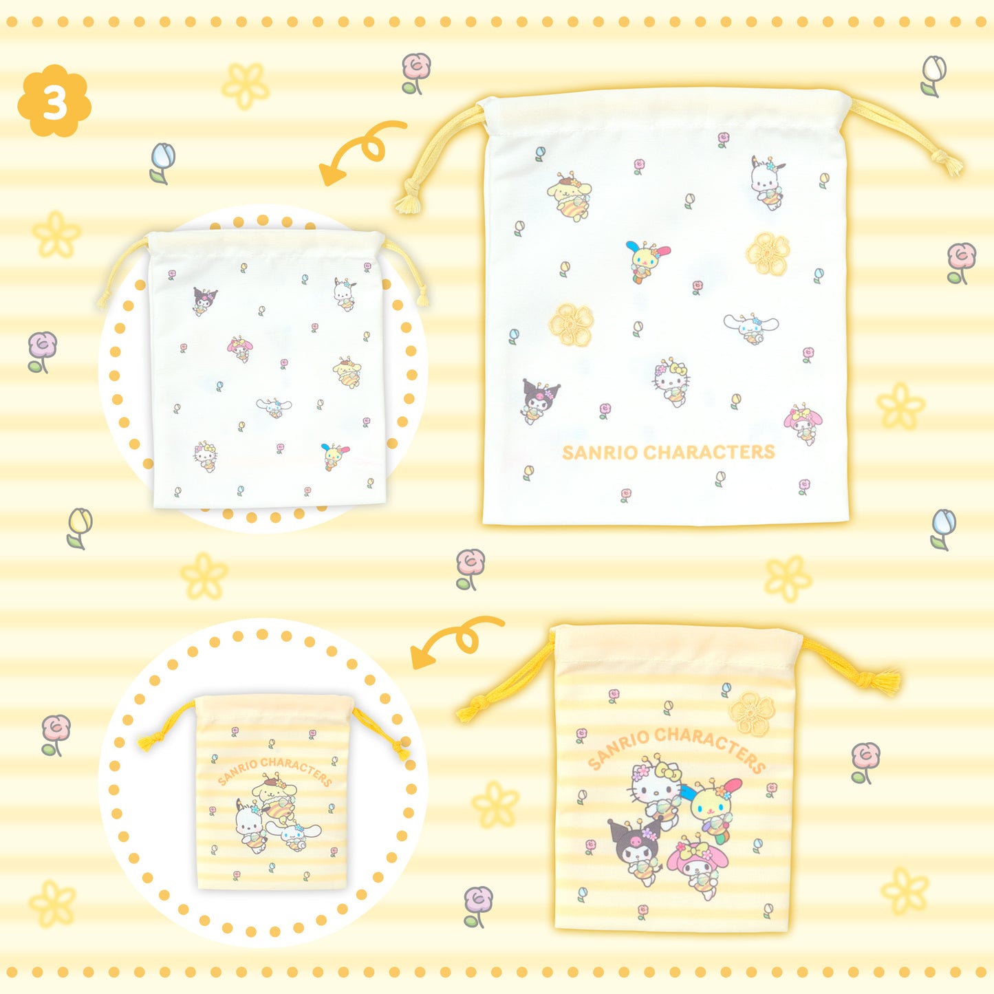 Sanrio Set of 2 drawstrings (Flower Lover Bee)