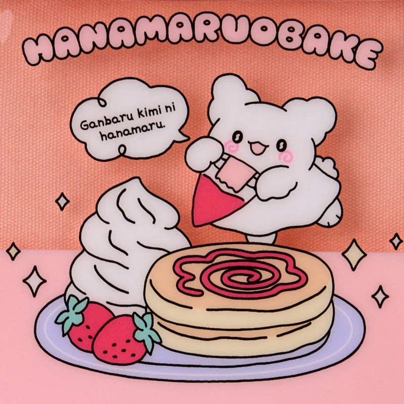 Sanrio Hanamaruobake Pink Flat Pouch (Pastel Sweets Pop)