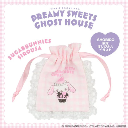 Sanrio Gingham check mini drawstring bag (Dreamy Sweet Ghost House)