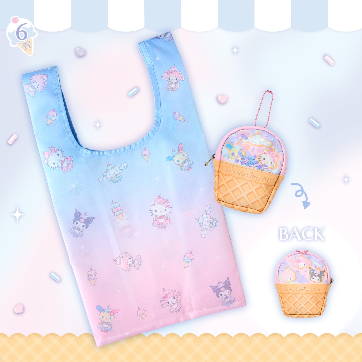 Sanrio Eco bag with Case (Dreamy Ice Parlour)