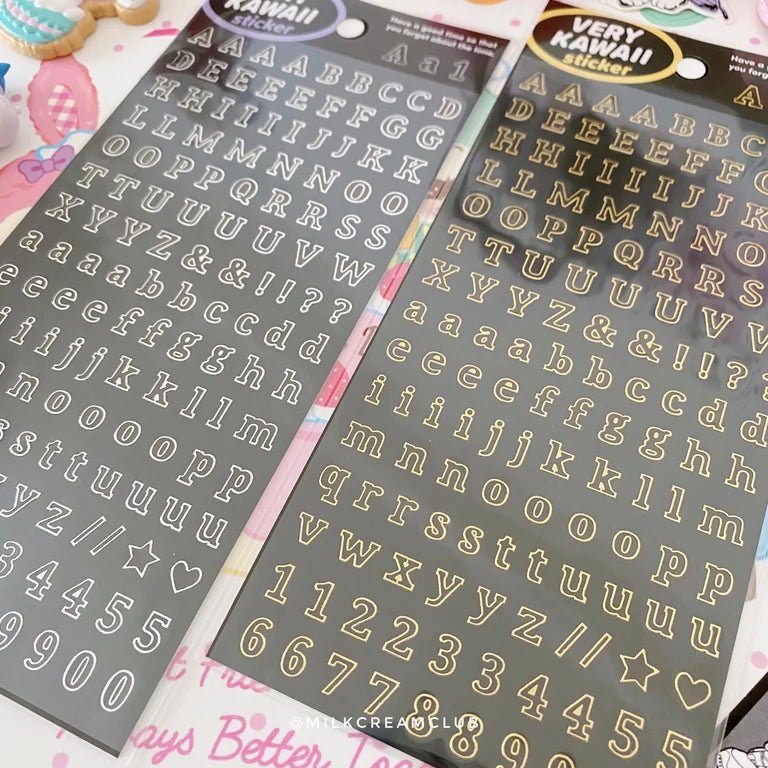Very Kawaii Outline Alphabet & Number Sticker