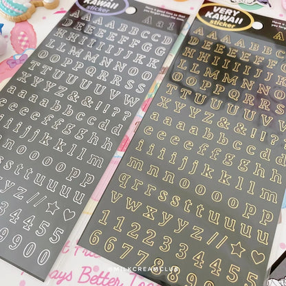 Very Kawaii Outline Alphabet & Number Sticker
