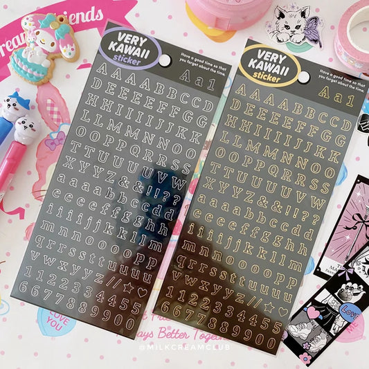 Very Kawaii Outline Alphabet & Number Sticker