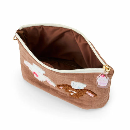 Sanrio Sugarbunnies Sagara Brown Embroidery Pouch (Love Sweets)