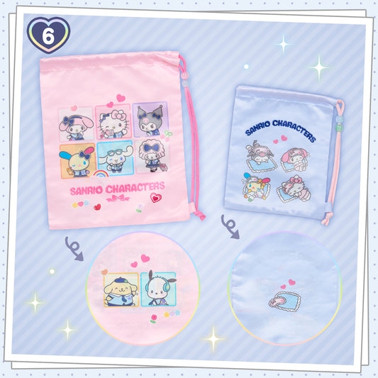 Sanrio Set of 2 drawstrings bag (#Sanrio Gakuen Kirameki Trip)