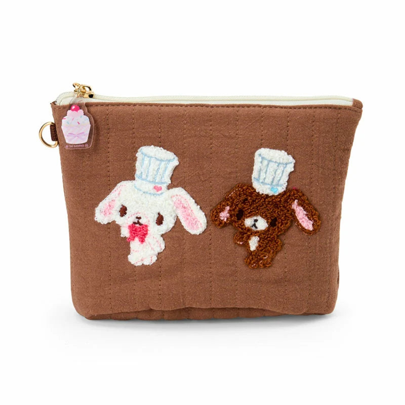 Sanrio Sugarbunnies Sagara Brown Embroidery Pouch (Love Sweets)