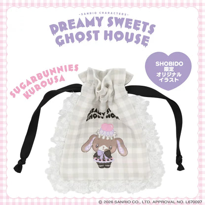 Sanrio Gingham check mini drawstring bag (Dreamy Sweet Ghost House)