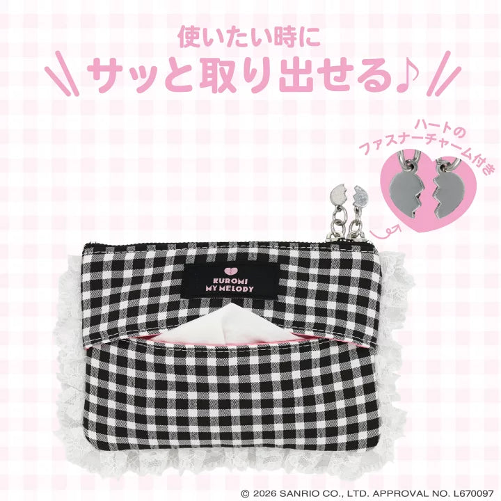 Sanrio Gingham check tissue pouch (Dreamy Sweet Ghost House)