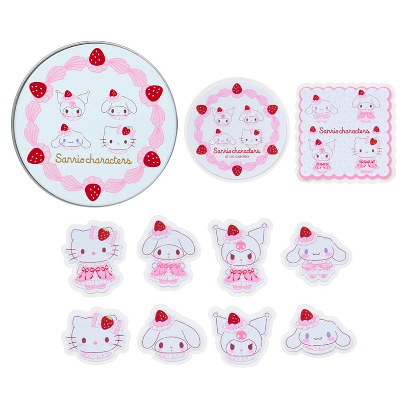 Sanrio Can case & Sticker set (Strawberry whipped cake)