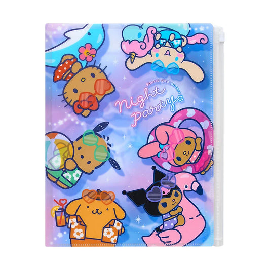 Sanrio 6 zippered clear file pockets (night party)