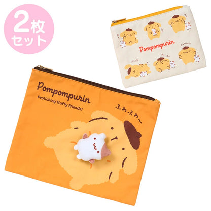 Sanrio Pompompurin Set of 2 flat pouches (Purin and Muffin Nakayoshi Time)