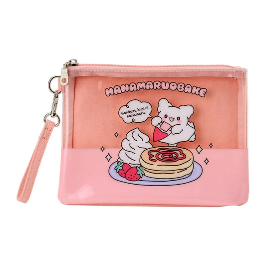 Sanrio Hanamaruobake Pink Flat Pouch (Pastel Sweets Pop)