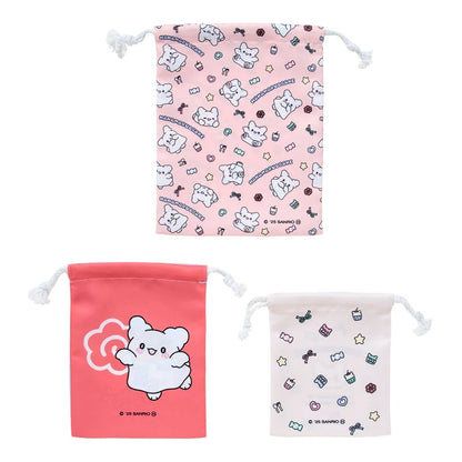 Sanrio Hanamaruobake Set of 3 drawstrings (Pastel Sweets Pop)