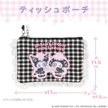 Sanrio Gingham check tissue pouch (Dreamy Sweet Ghost House)