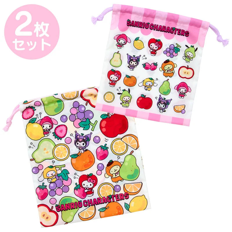 Sanrio Characters Set of 2 drawstrings (fruit design)