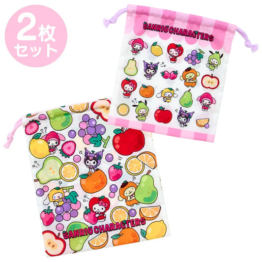 Sanrio Characters Set of 2 drawstrings (fruit design)
