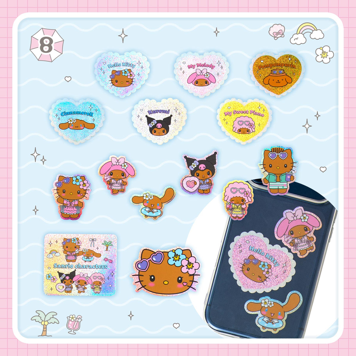 Sanrio Sticker Set (Kirameki Summer Pool)