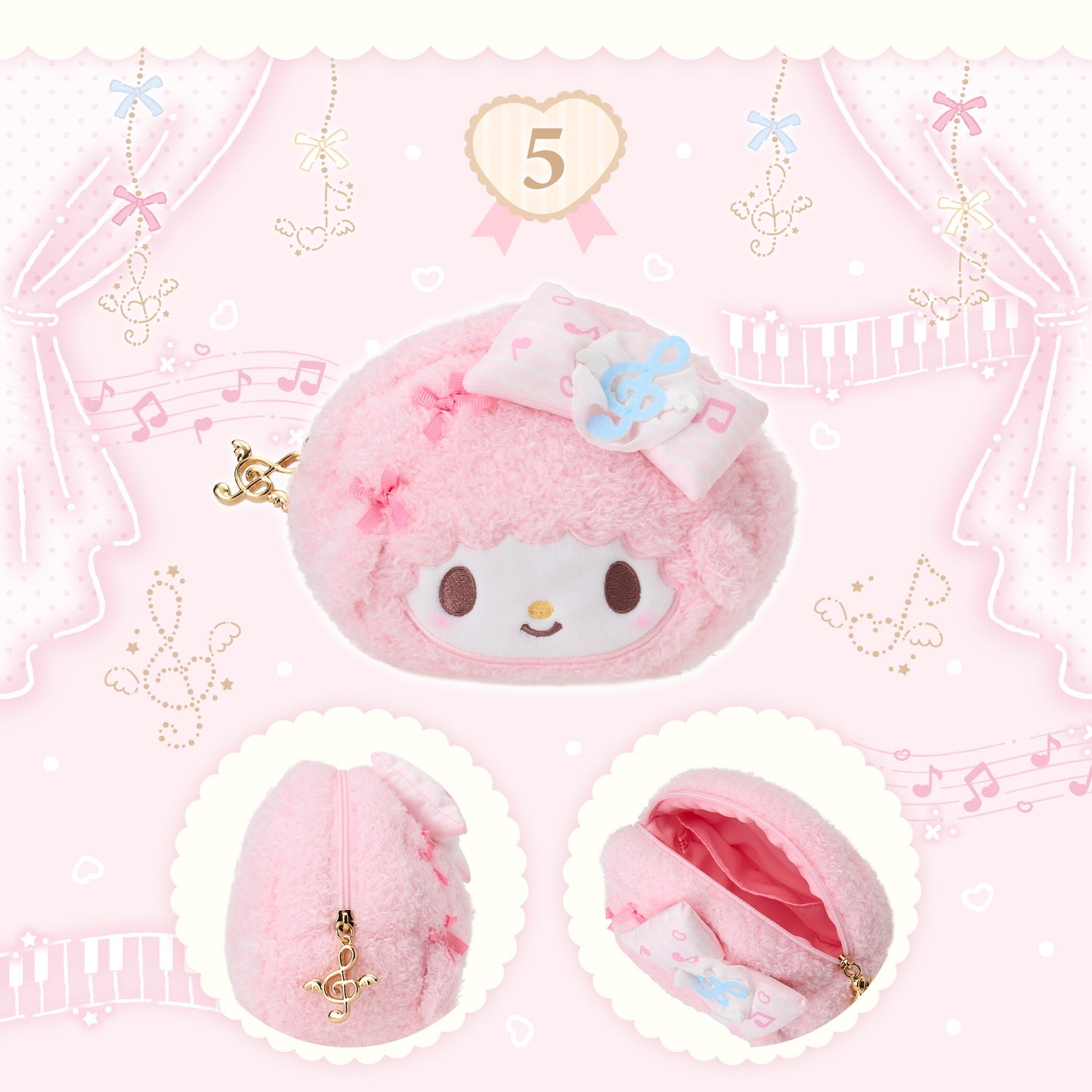 Sanrio My Sweet Piano Face-shaped pouch (Piano’s Dressed Up Piano Recital)