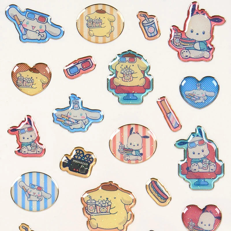 Sanrio Characters  Kirafuchi resin filling Sticker (Retro Cinema)