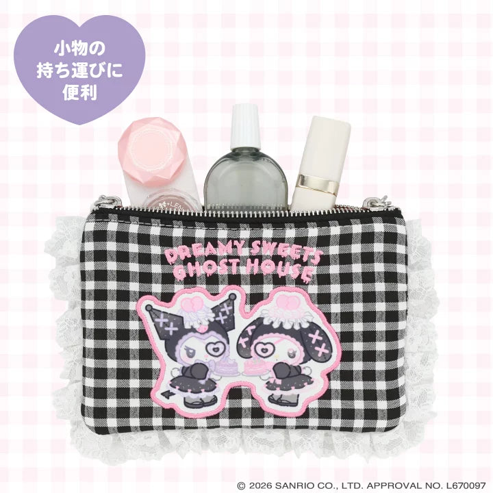 Sanrio Gingham check tissue pouch (Dreamy Sweet Ghost House)