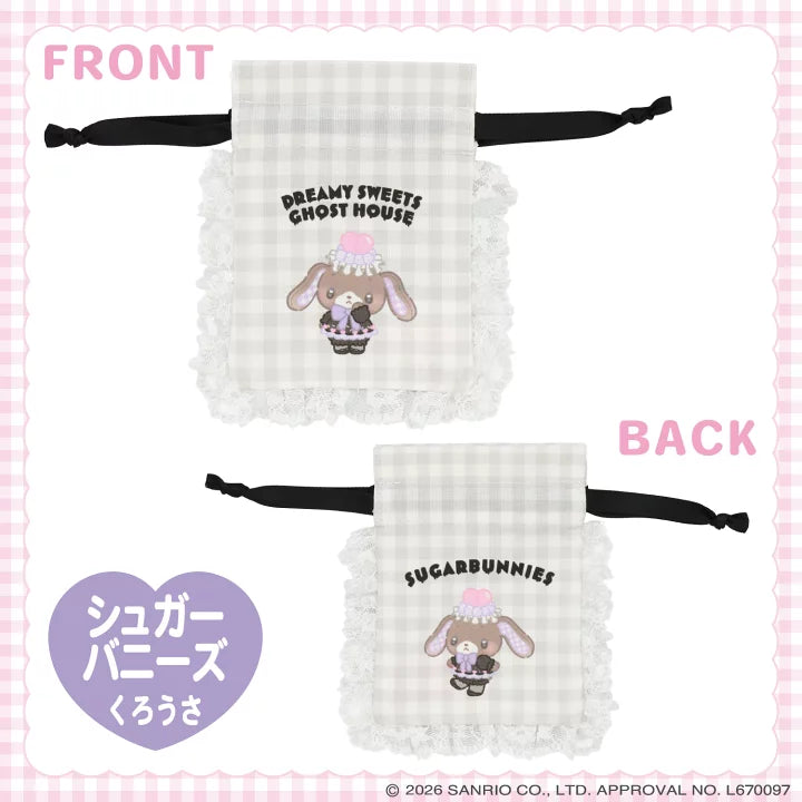 Sanrio Gingham check mini drawstring bag (Dreamy Sweet Ghost House)