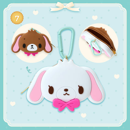 Sanrio Sugarbunnies Face-shaped silicone mini pouch (Biscuit)