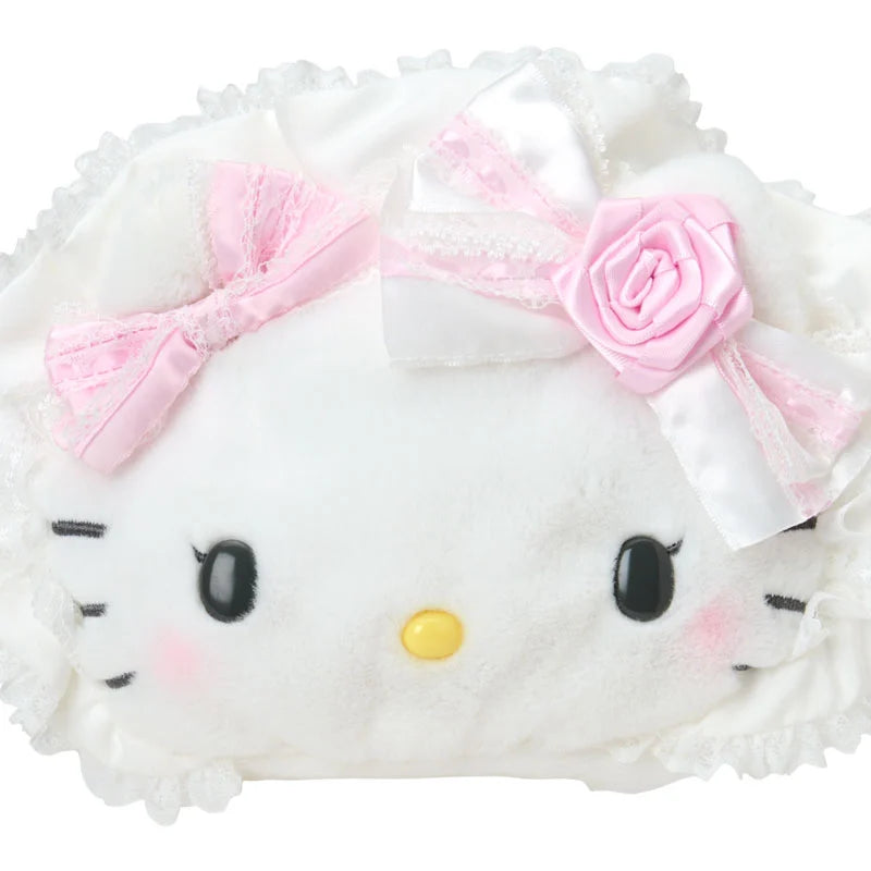 Sanrio Hello Kitty Face-shaped pouch (white frill)