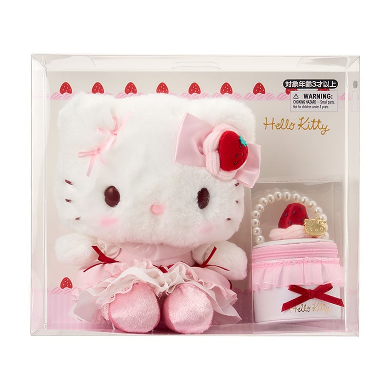 Sanrio Stuffed toy & accessory case set (Strawberry whipped cake)
