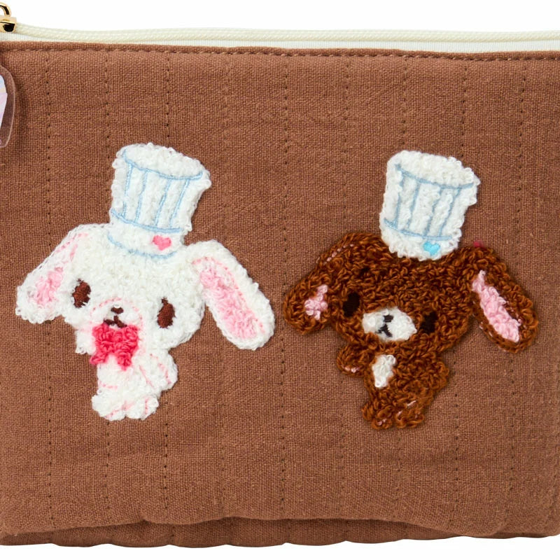 Sanrio Sugarbunnies Sagara Brown Embroidery Pouch (Love Sweets)