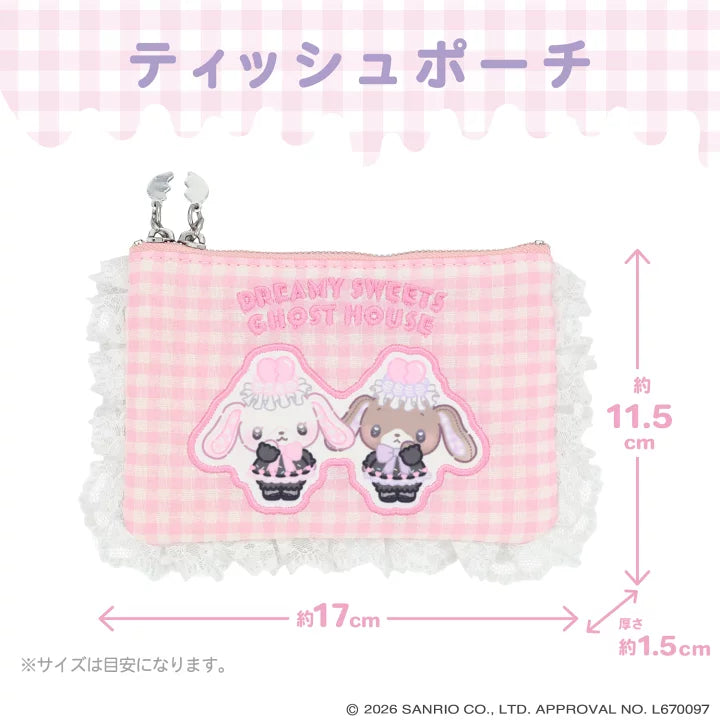 Sanrio Gingham check tissue pouch (Dreamy Sweet Ghost House)