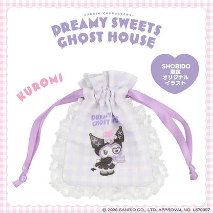 Sanrio Gingham check mini drawstring bag (Dreamy Sweet Ghost House)