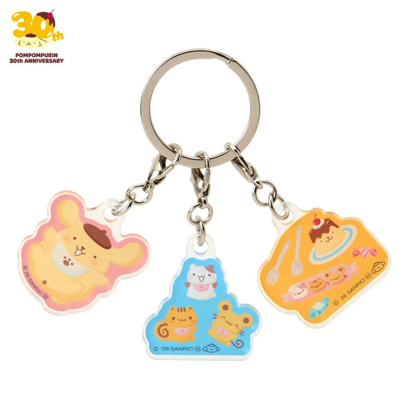 Sanrio Pompompurin Triple acrylic keychain