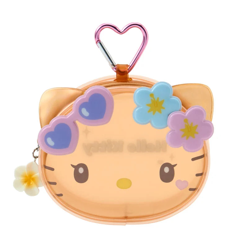 Sanrio Face-shaped clear mini pouch (Kirameki Summer Pool)