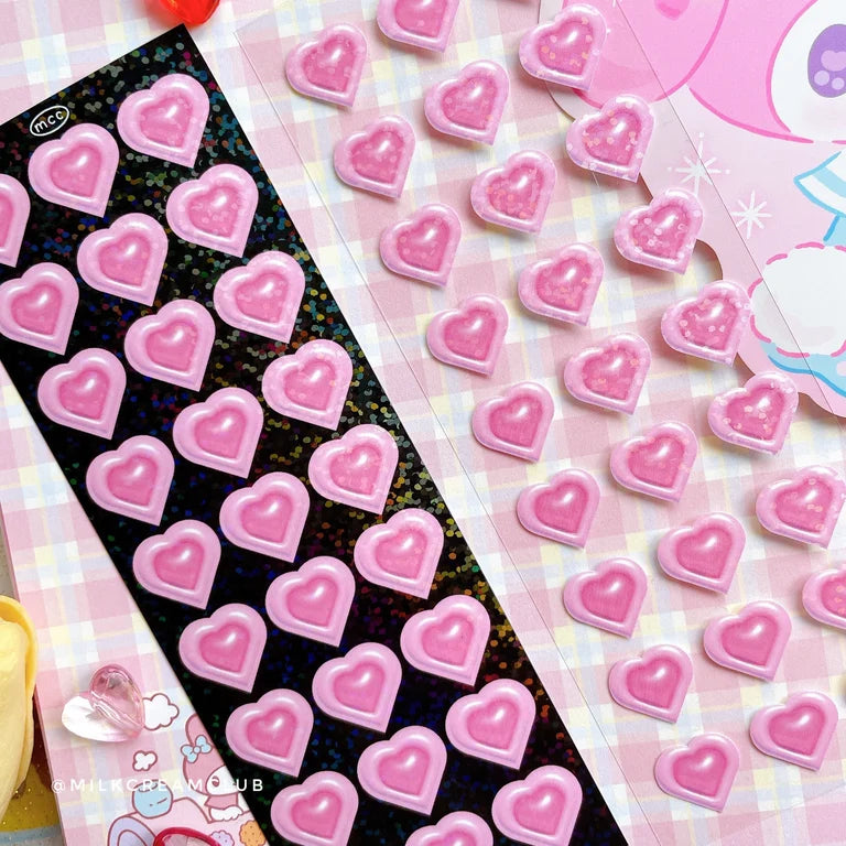 PINK HEART DECO STICKER