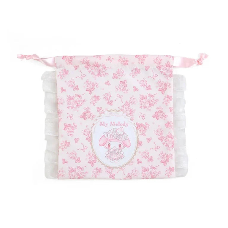 Sanrio My Melody Drawstring Bag (white strawberry tea time)