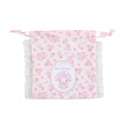 Sanrio My Melody Drawstring Bag (white strawberry tea time)