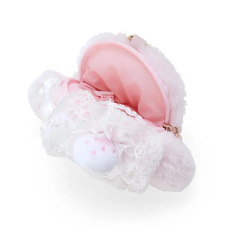 Sanrio My Melody  Face-shaped pouch (white strawberry tea time)