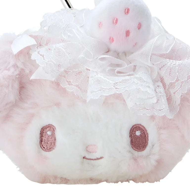 Sanrio My Melody  Face-shaped pouch (white strawberry tea time)