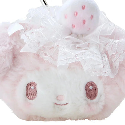 Sanrio My Melody  Face-shaped pouch (white strawberry tea time)