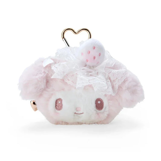 Sanrio My Melody  Face-shaped pouch (white strawberry tea time)